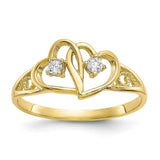 10k Double Heart CZ Ring-WBC-10C1205