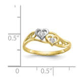 10K w/Rhodium Double Heart CZ Ring-WBC-10C1207