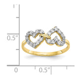 10k Double Heart CZ Ring-WBC-10C1210