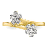 10k Double Flower CZ Ring-WBC-10C1215