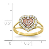 10k Two-tone Sweet 15 CZ Heart Ring-WBC-10C1220