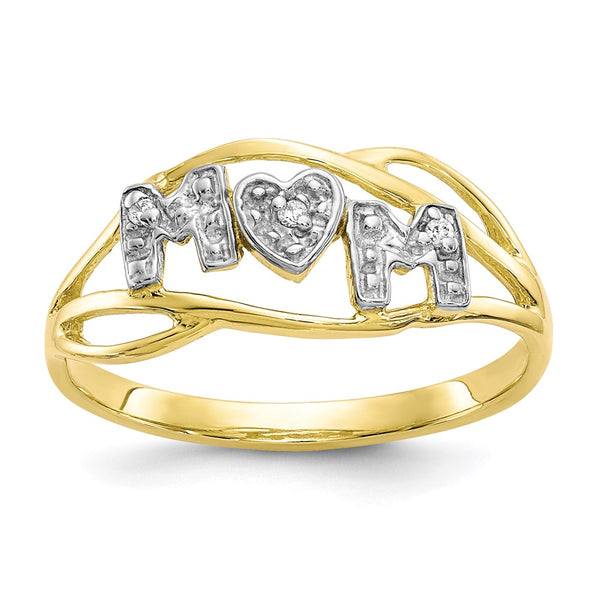 10K w/Rhodium Mom CZ Ring-WBC-10C1221