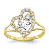 10K w/White Rhodium I LOVE YOU  CZ Heart Ring-WBC-10C1223