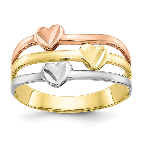 10k Two-tone w/White Rhodium Polished Heart Ring-WBC-10C1240