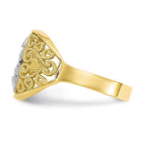 10K w/Rhodium Filigree Heart Ring-WBC-10C1258