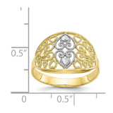 10K w/Rhodium Filigree Heart Ring-WBC-10C1258