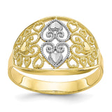 10K w/Rhodium Filigree Heart Ring-WBC-10C1258