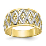 10K w/Rhodium Diamond-Cut Filigree Ring-WBC-10C1278