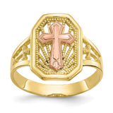 10k Two-tone Filigree Cross Ring-WBC-10C1289