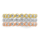 10K Tri-color Set of Three Stackable CZ Rings-WBC-10C1384