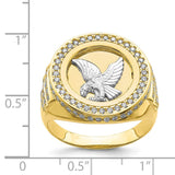 10K Two-Tone CZ Micropave Eagle Mens Ring-WBC-10C1424