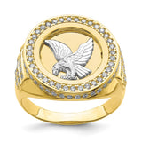10K Two-Tone CZ Micropave Eagle Mens Ring-WBC-10C1424
