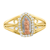 10K Two-Tone w/White Rhodium CZ Guadalupe Ring-WBC-10C1427