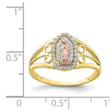 10K Two-Tone w/White Rhodium CZ Guadalupe Ring-WBC-10C1427