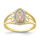 10K Two-Tone w/White Rhodium CZ Guadalupe Ring-WBC-10C1427