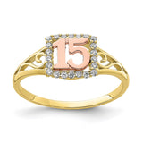 10K Two-Tone CZ 15 Ring-WBC-10C1429