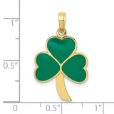 10k Green Enameled Shamrock Pendant-WBC-10C2195