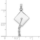 10K White Gold 3-D Graduation Cap w/ Moveable Tassle Charm-WBC-10C2229W