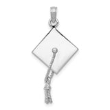 10K White Gold 3-D Graduation Cap w/ Moveable Tassle Charm-WBC-10C2229W