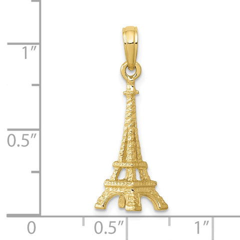 10k Solid Polished 3-D Eiffel Tower Charm-WBC-10C2235