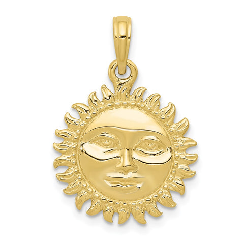 10k Solid Polished 3-Dimensional Sun Pendant-WBC-10C2282