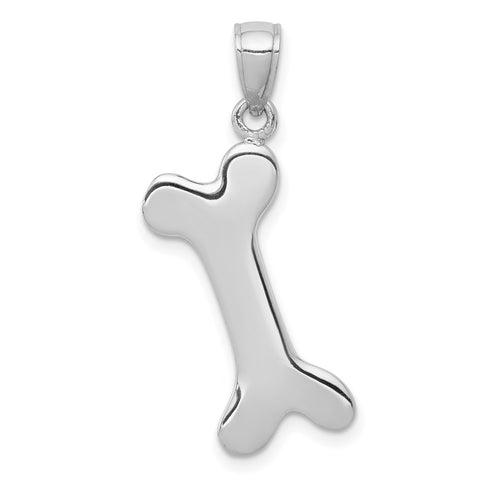10k White Gold 3-D Dog Bone Pendant-WBC-10C2361W
