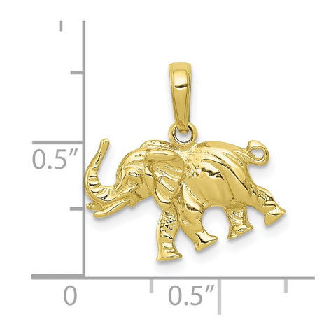 10K Satin 3-D Elephant Pendant-WBC-10C2365