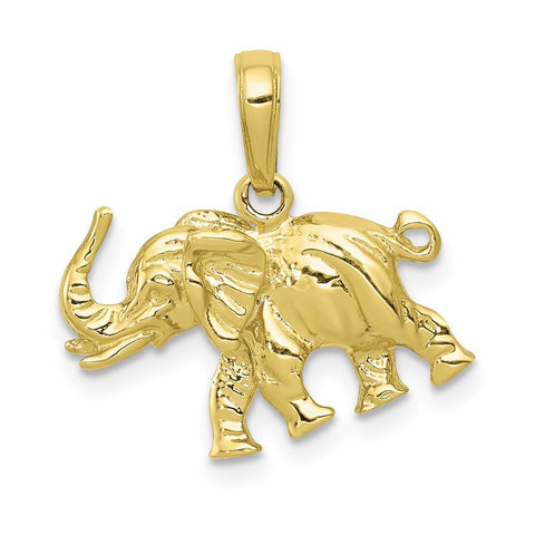 10K Satin 3-D Elephant Pendant-WBC-10C2365