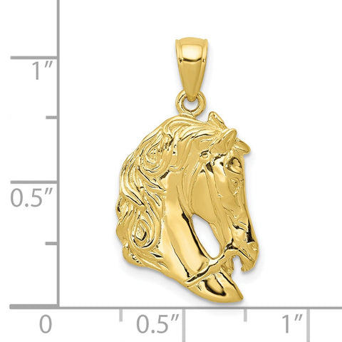10k Solid Polished Open-Backed Horse Head Pendant-WBC-10C2419