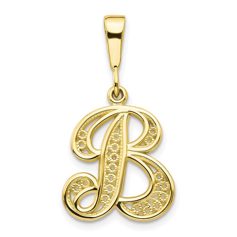 10k Filigree Initial B Pendant-WBC-10C242/B