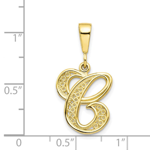10k Filigree Initial C Pendant-WBC-10C242/C
