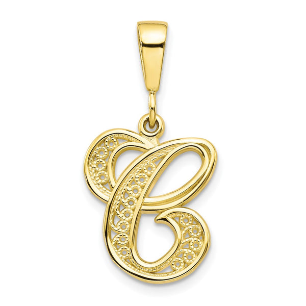 10k Filigree Initial C Pendant-WBC-10C242/C