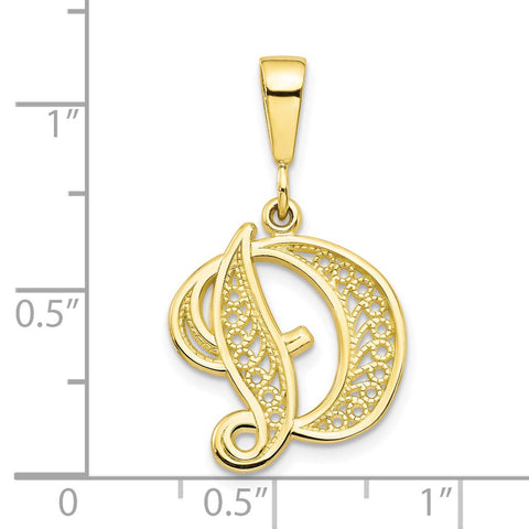 10k Filigree Initial D Pendant-WBC-10C242/D