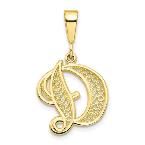 10k Filigree Initial D Pendant-WBC-10C242/D