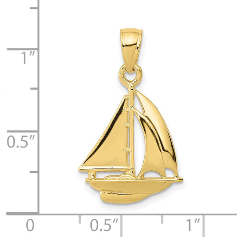 10k Polished Open-Backed Sailboat Pendant-WBC-10C2469