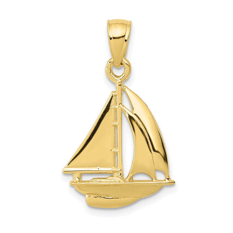 10k Polished Open-Backed Sailboat Pendant-WBC-10C2469