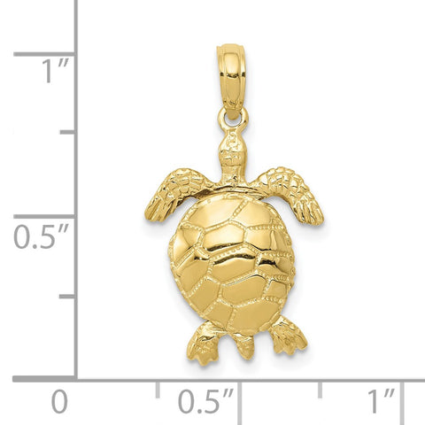 10k 3-D Moveable Turtle Pendant-WBC-10C2545
