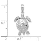 10k White Gold 3-D Moveable Turtle Pendant-WBC-10C2545W