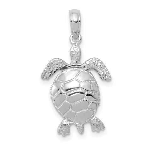 10k White Gold 3-D Moveable Turtle Pendant-WBC-10C2545W