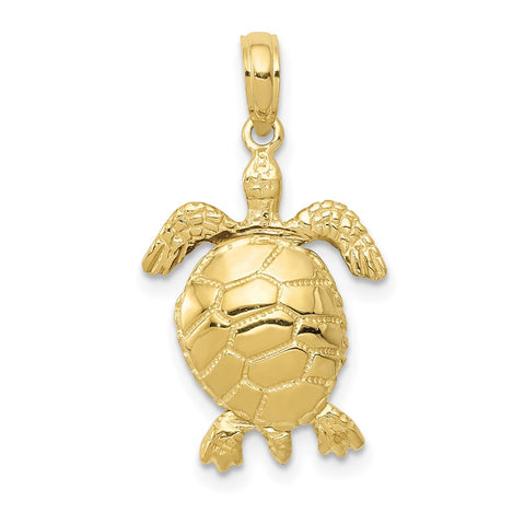 10k 3-D Moveable Turtle Pendant-WBC-10C2545