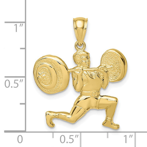 10k Solid Polished Weightlifter Charm-WBC-10C2640