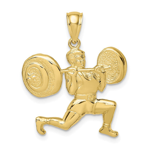 10k Solid Polished Weightlifter Charm-WBC-10C2640