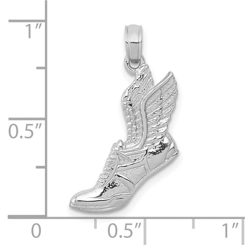 10k White Gold Polished Running Shoe Pendant-WBC-10C2660W