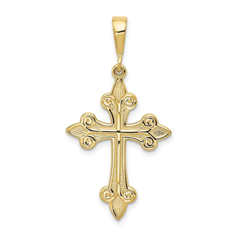 10k Fleur de Lis Cross Pendant-WBC-10C2712