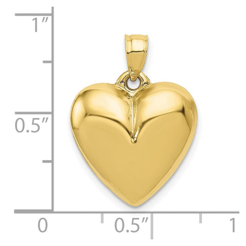 10K Polished 3-D Heart Pendant-WBC-10C2911