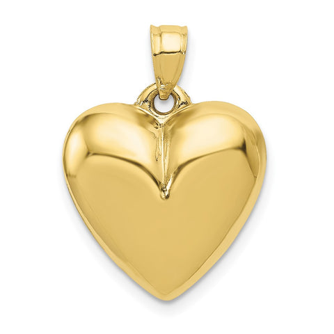 10K Polished 3-D Heart Pendant-WBC-10C2911
