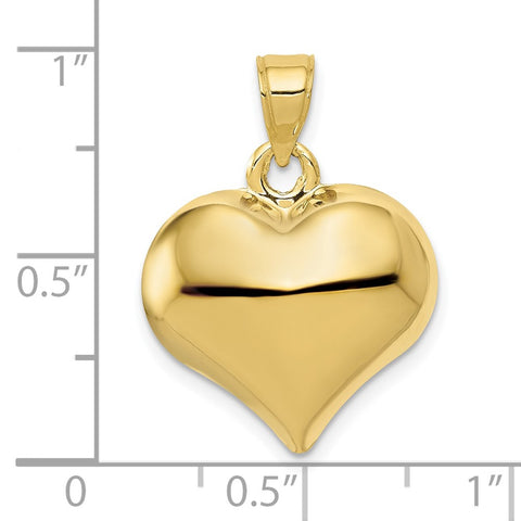 10K Polished 3-D Heart Pendant-WBC-10C2912
