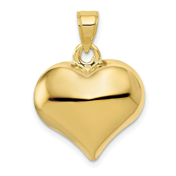 10K Polished 3-D Heart Pendant-WBC-10C2912