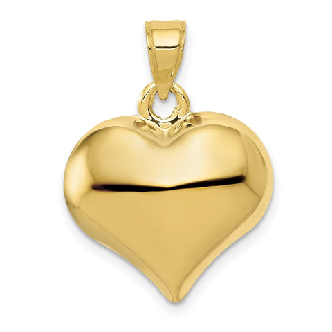 10K Polished 3-D Heart Pendant-WBC-10C2912