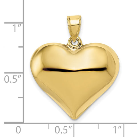 10K Polished 3-D Heart Pendant-WBC-10C2913